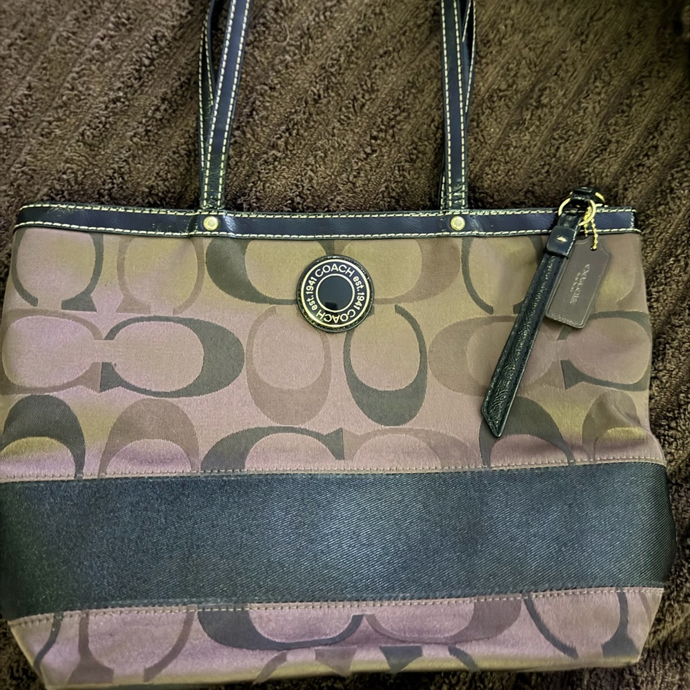 Coach Signature Brown and Black Tote